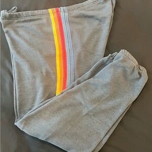 Aviator Nation Blue Sweatpants with Rainbow Stripe Size XL